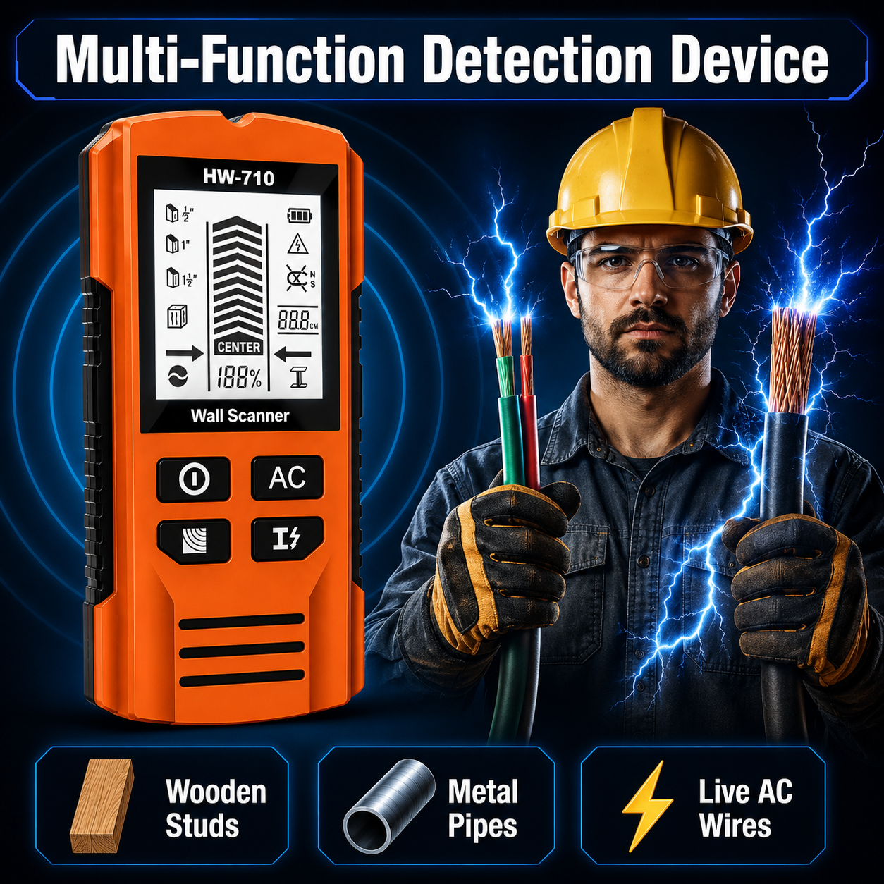 🔥 BUY 1 GET 1 FREE 🔥 Multi-Function Metal, Wood & Cable Detector