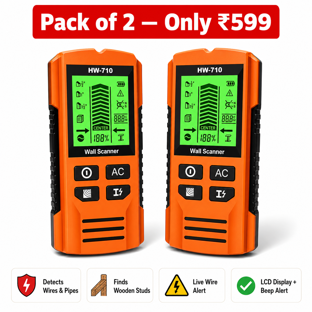 🔥 BUY 1 GET 1 FREE 🔥 Multi-Function Metal, Wood & Cable Detector